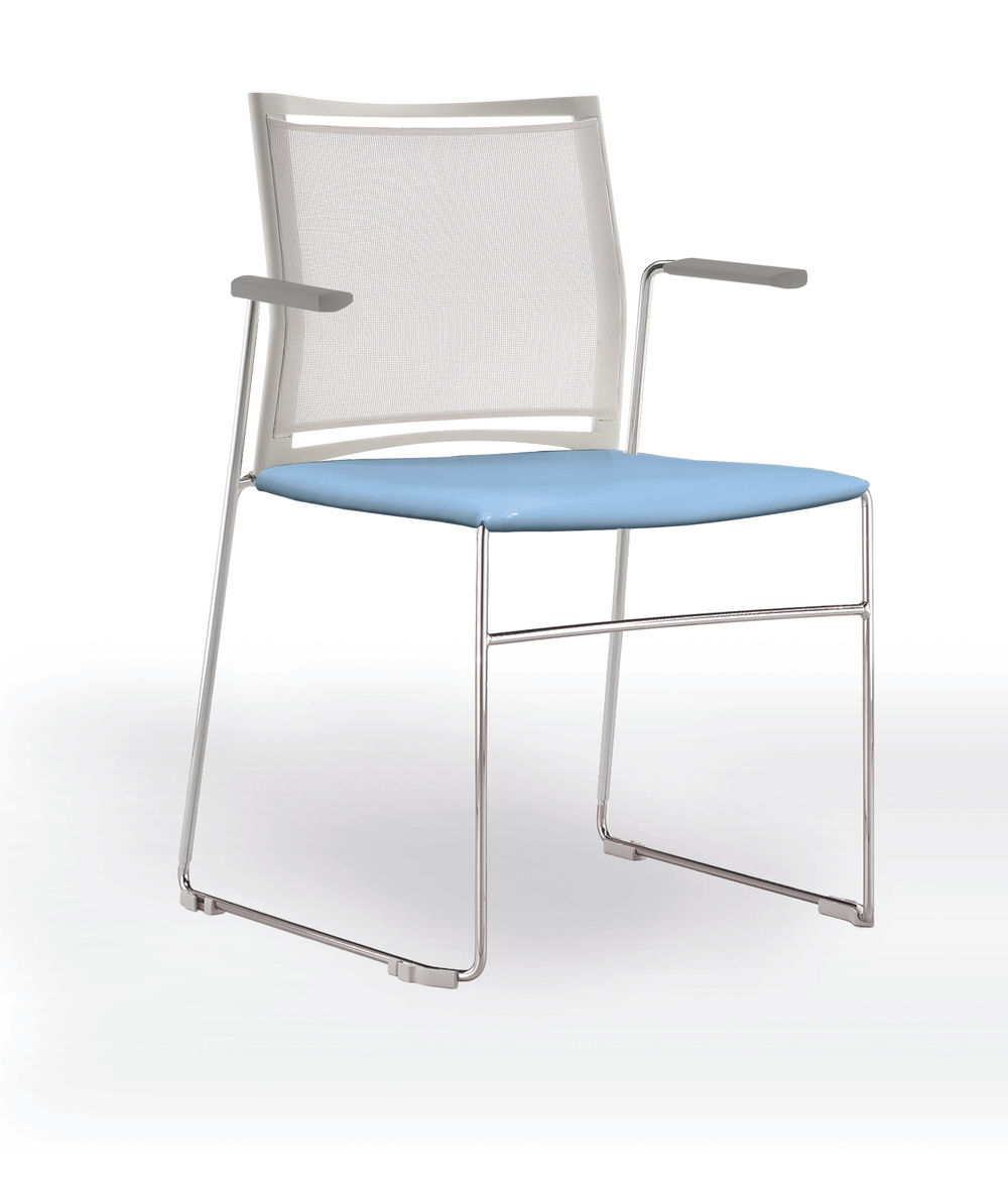 Web стул на полозьях с подлокотниками и спинкой-сеткой