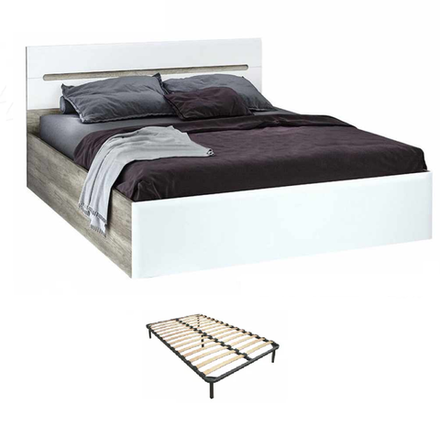 Кровать Наоми КР-11 дуб каньон/белый глянец 1600