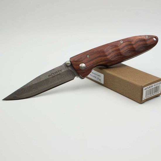 Складной нож Mcusta Classic Wave Damascus, Iron Wood Handle MC-0014DR c клинком из стали VG-10 San Mai (Laminated Stainlesss Damascus) рукоять дерево (Палисандр)