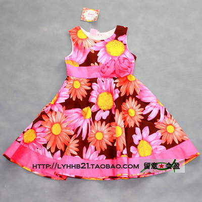 Платье детское разноцветное с принтами цветов