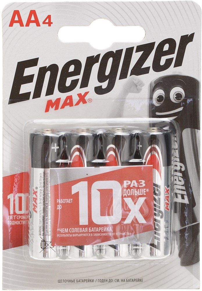 Щелочная батарейка ENERGIZER MAX (LR6-AA)  1.5В 4 шт/бл