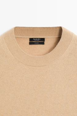 Massimo Dutti Джемпер из 100% кашемира с длинными рукавами, цвет верблюжьей шерсти