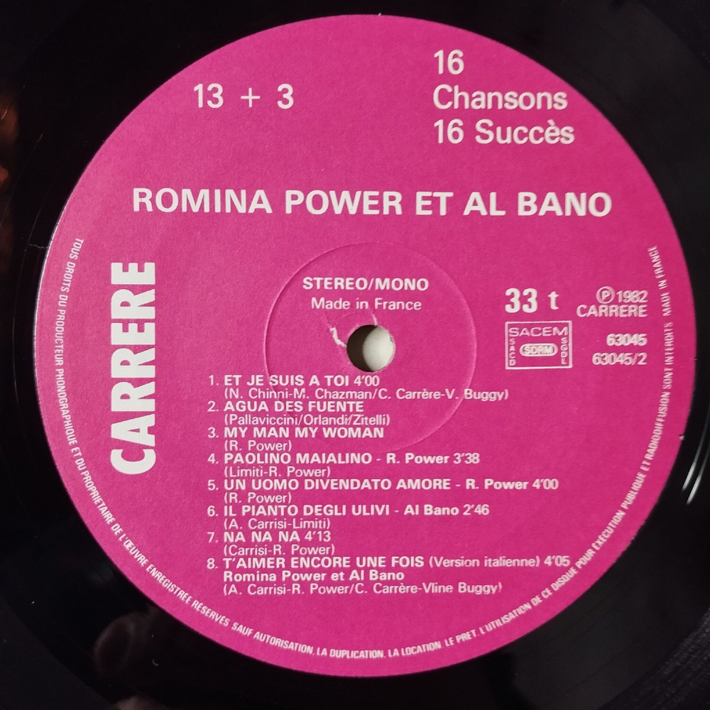 Винтажная виниловая пластинка LP Romina Power Et Al Ban Аль Бано И Ромина Пауэр 16 Chansons 16 Succes (France 1982)