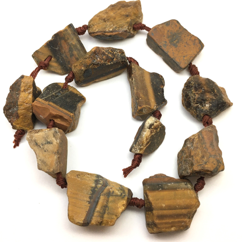 Тигровый глаз необработанный, бусины (нить)