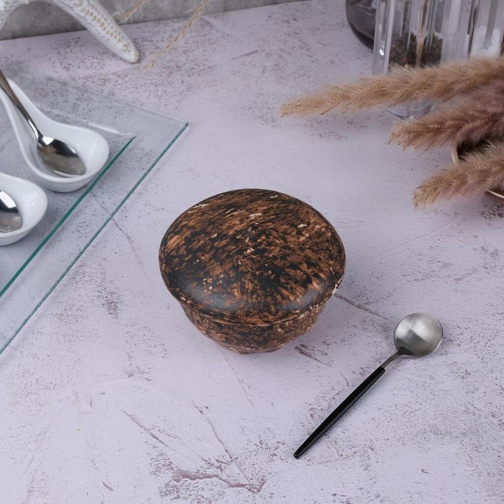 Емкость для подачи 260 мл с крышкой d 9,5/4,5 см h8,5 см Dark Brown Mushroom Frutti di Mare P.L. [1]