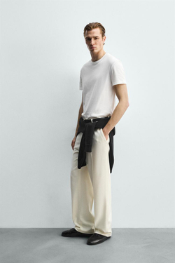 ZARA ФУТБОЛКА SOFT RELAXED FIT, БЕЛЫЙ