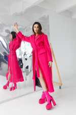 Пальто прямого кроя из шерсти длины макси