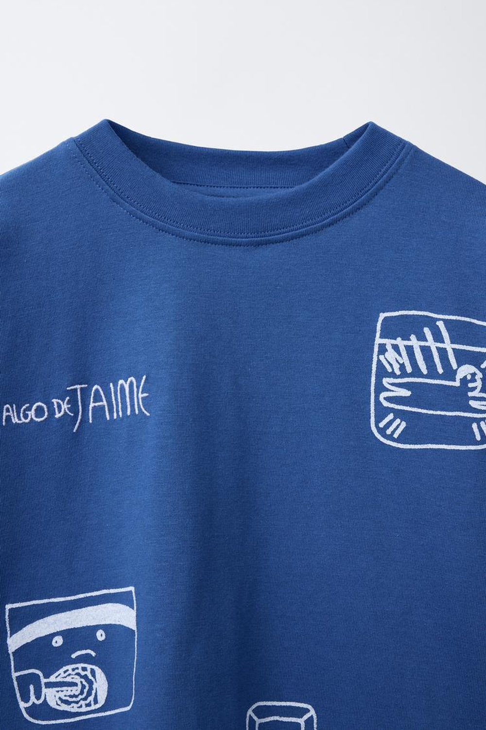 ZARA ФУТБОЛКА С ВЫШИВКОЙ ALGO DE JAIME ©, ЦВЕТ НОЧНОГО НЕБА