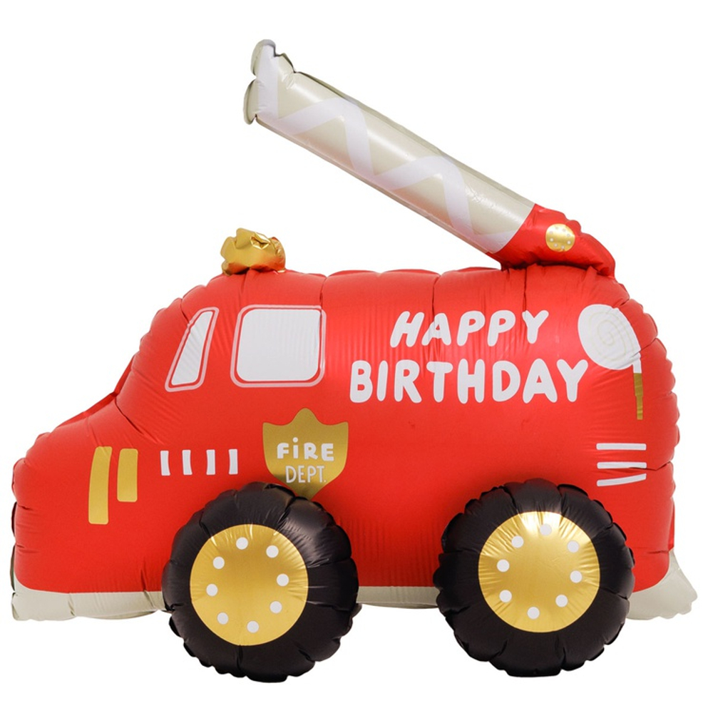 Шар Фольгированный Машина пожарная Happy Birth (Красный)