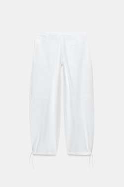 ZARA ШИРОКИЕ БРЮКИ НА ШНУРКАХ, БЕЛЫЙ