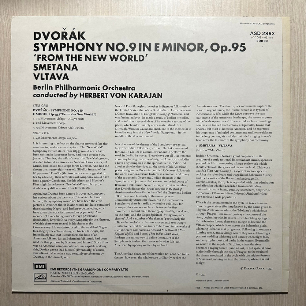Дворжак - Из нового света / Сметана - Влтава (Англия 1973г.)