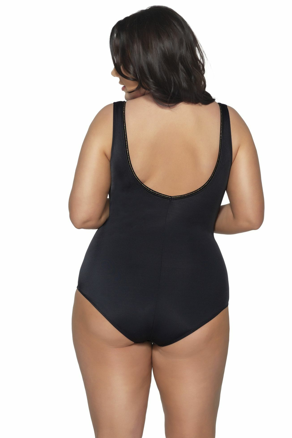 Совместный купальник с блестящей отделкой (Размер: 95E) (Цвет: черный)