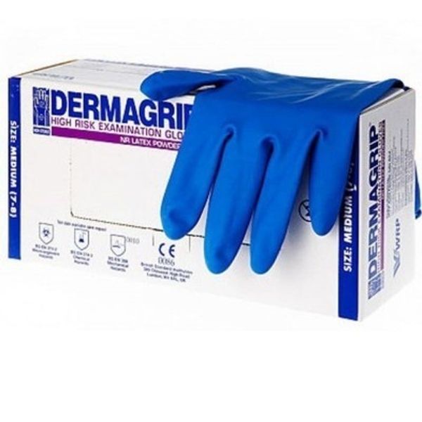 Перчатки DERMAGRIP HIGH RISK, повышенной прочности, неопудренные, 25 пар/упак