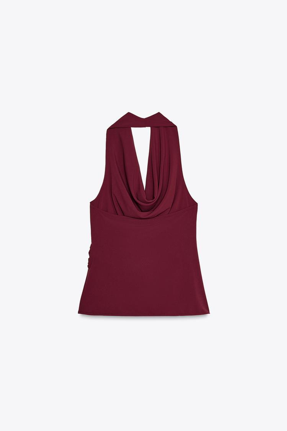 ZARA ДРАПИРОВАННЫЙ ТОП С ПРЯЖКОЙ, ЦВЕТ БУРГУНДСКОГО ВИНА