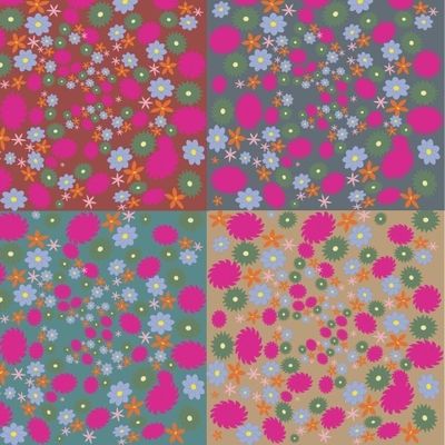 цветочные паттерны в разноцветных квадратах