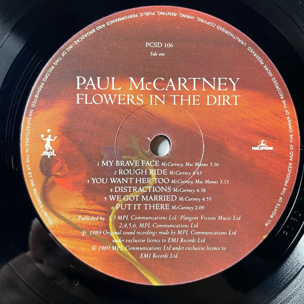 Винтажная виниловая пластинка LP Paul McCartney Flowers In The Dirt (UK 1989)