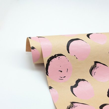 Упаковочная бумага крафт, "Круги Люкс", Розовый, 0,7*1 м, 5 листов
