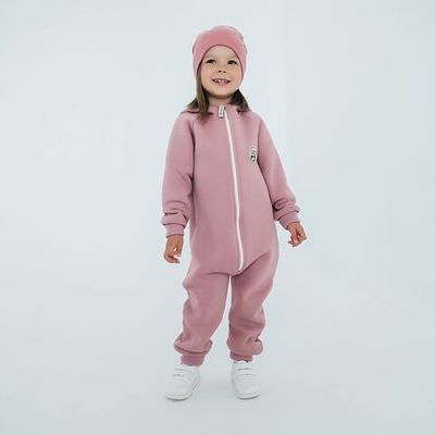 Warm hooded jumpsuit with flap - Gray Rose