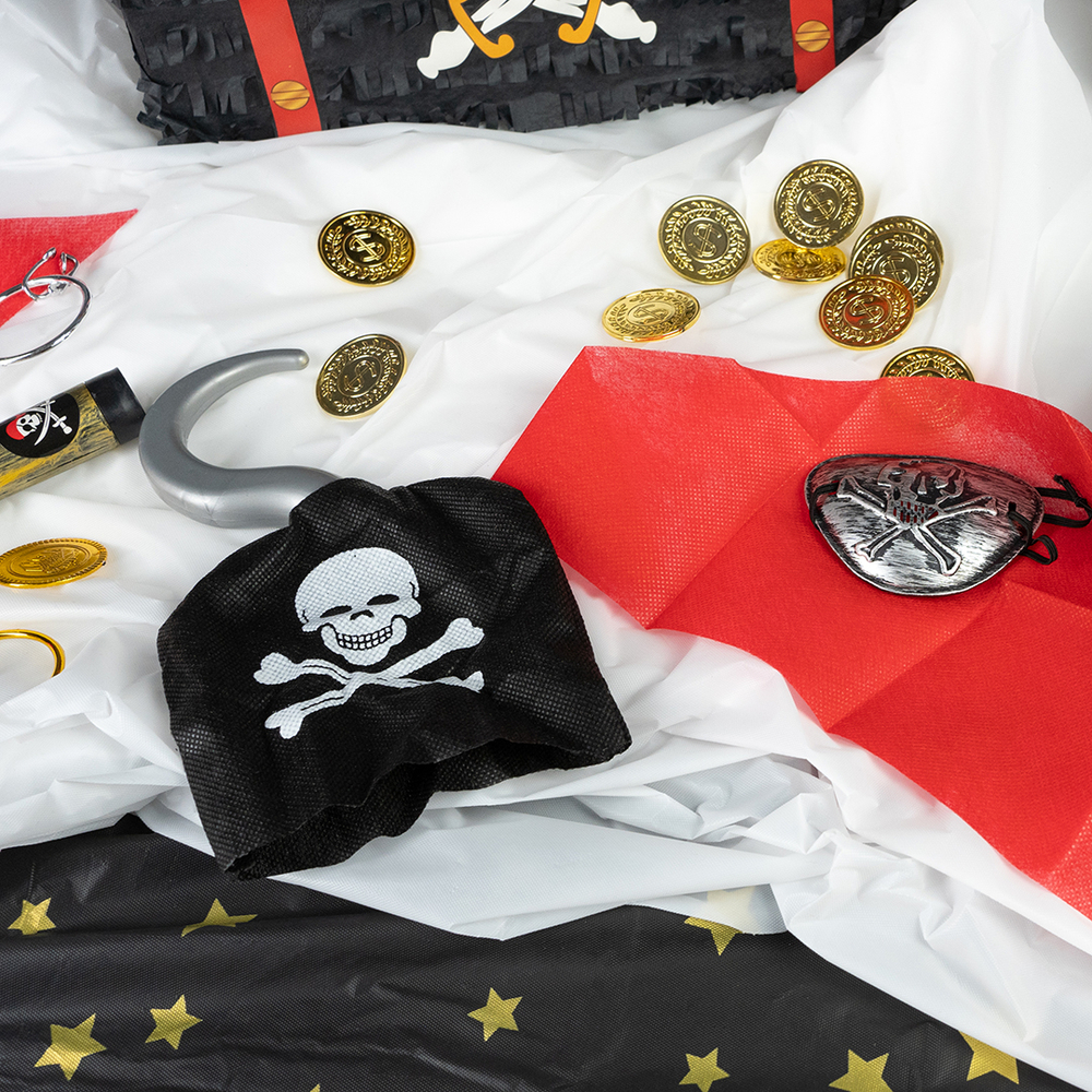 Карнавальный набор, Пират (крюк, повязка на глаз, серьга), Черный/Золото