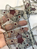 кружево на сетке вышивка шелк/хлопок (Франция) ш-7,5 см цена за 1м