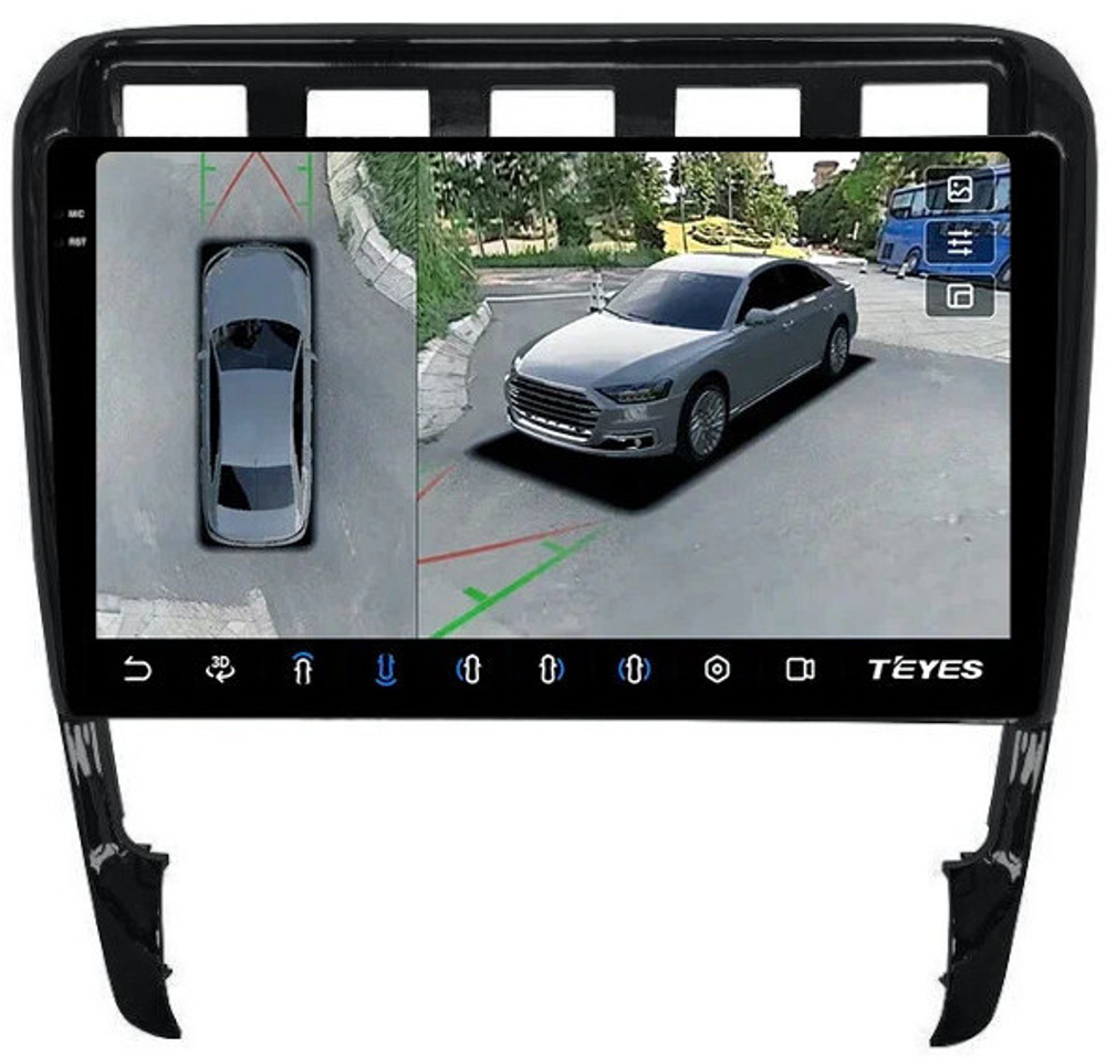 Магнитола для Porsche Cayenne 2002-2010 - Teyes CC3-2K-360 на Android 10, 2K QLED, 6Гб+128Гб, CarPlay, 4G SIM-слот, 4 камеры в комплекте