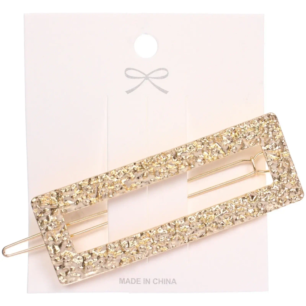 Зажим для волос на блистере «АТЛАНТА», прямоугольник, цвет золото, 6.5*2.5см (пакет с подвесом)