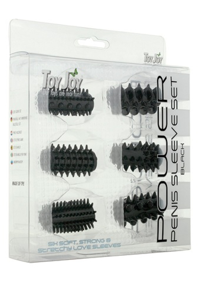 Набор из 6 чёрных насадок POWER PENIS SLEEVE SET