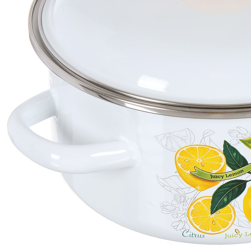 Набор эмалированной посуды 6 пр, кастрюли 2,3,4 л, СтальЭмаль, Лимоны в цвету, 1KB051M