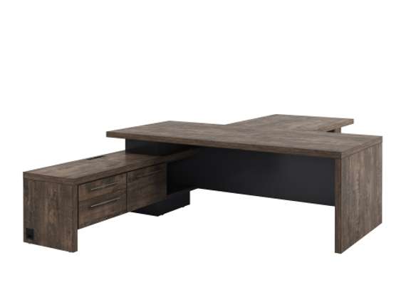 Стол левый 2200х2000х750 с опорной тумбой, блоком розеток и брифингом 1150 T-822L.1000-02