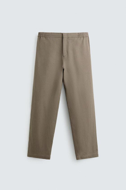 ZARA БРЮКИ ИЗ ВИСКОЗЫ И ДЖУТА, СЕРО-КОРИЧНЕВЫЙ