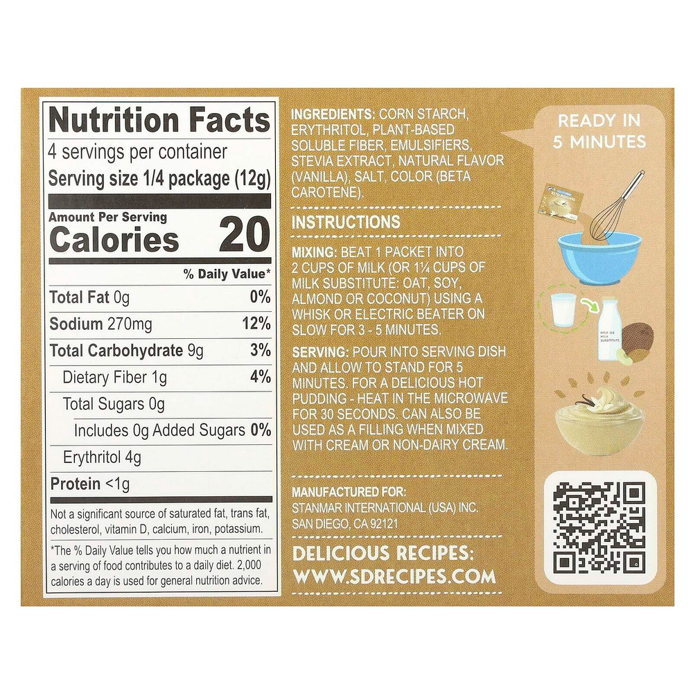 Natural Simply Delish, Натуральный пудинг быстрого приготовления, ваниль, 48 г (1,7 унции)