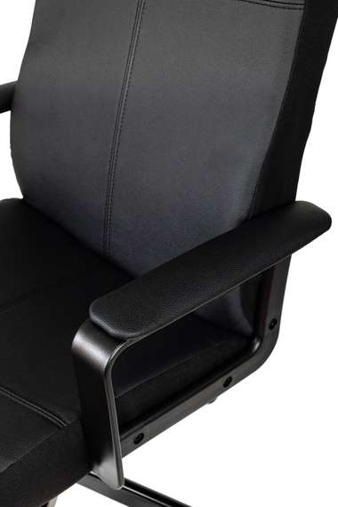 Кресло руководителя Бюрократ DOMINUS черный эко.кожа крестов. металл