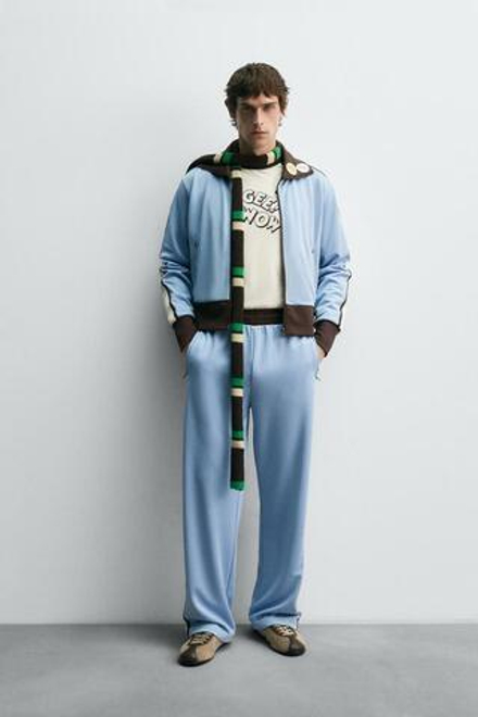 ZARA HARRY LAMBERT X DISNEY КОНТРАСТНЫЕ БРЮКИ-ДЖОГГЕРЫ, НЕБЕСНО-ГОЛУБОЙ