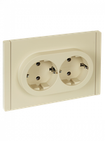 FORTE&PIANO Розетка 2-местная с заземлением с защитными шторками безвинтовое крепление 16А FP423 ваниль IEK