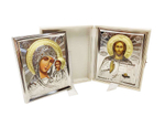 Складень двойной в футляре "Пресвятая Богородица Казанская-Спаситель" 11х13 визикрон