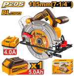 Аккумуляторная циркулярная пила INGCO CSLI18513 INDUSTRIAL 20 В 185 мм 1x5 Ач