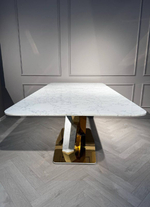 Стол обеденный Ist Casa Интерно Гранд, 200х100х75 см, белый мрамор, золото