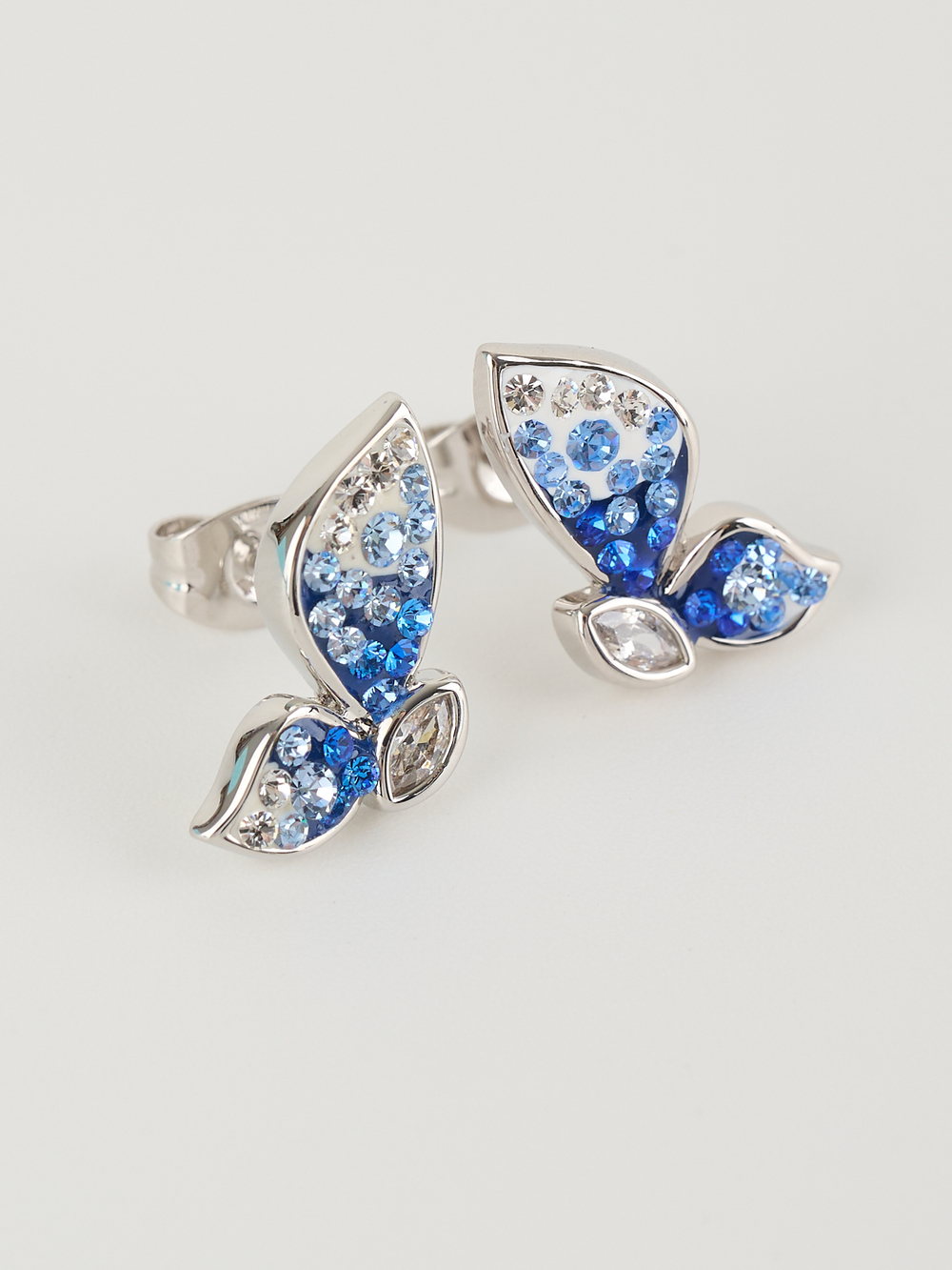 Серьги Голубая бабочка с кристаллами Swarovski