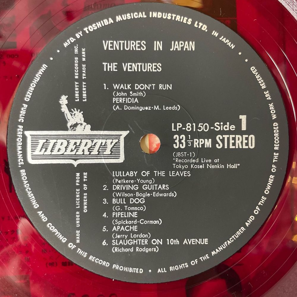 Винтажная виниловая пластинка LP The Ventures In Japan (Japan 1967) (Obi) (Red Wax Vinyl)