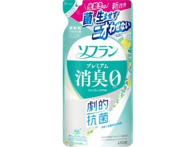 Кондиционер для белья Lion Soflan Premium с ароматом свежей зелени и фруктов, сменный блок, 380 мл