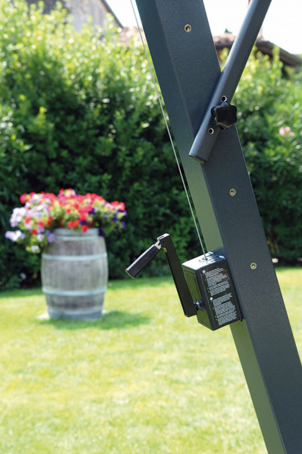 Зонт профессиональный 3.5х3.5 м Scolaro Leonardo Braccio, антрацит, слоновая кость