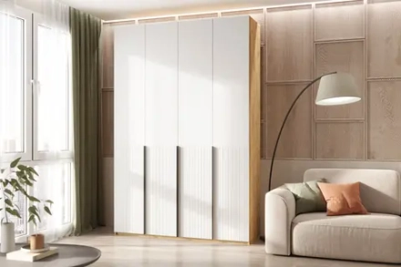 Шкаф 4-х створчатый Марвэл дуб крафт / браш вайт