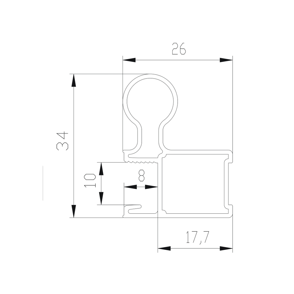 ЭКО Вертикальный профиль О (5,40 м) шампань матовая (AL) (AS0482) Aristo