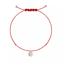 браслет «луна» из белого золота на красной нити