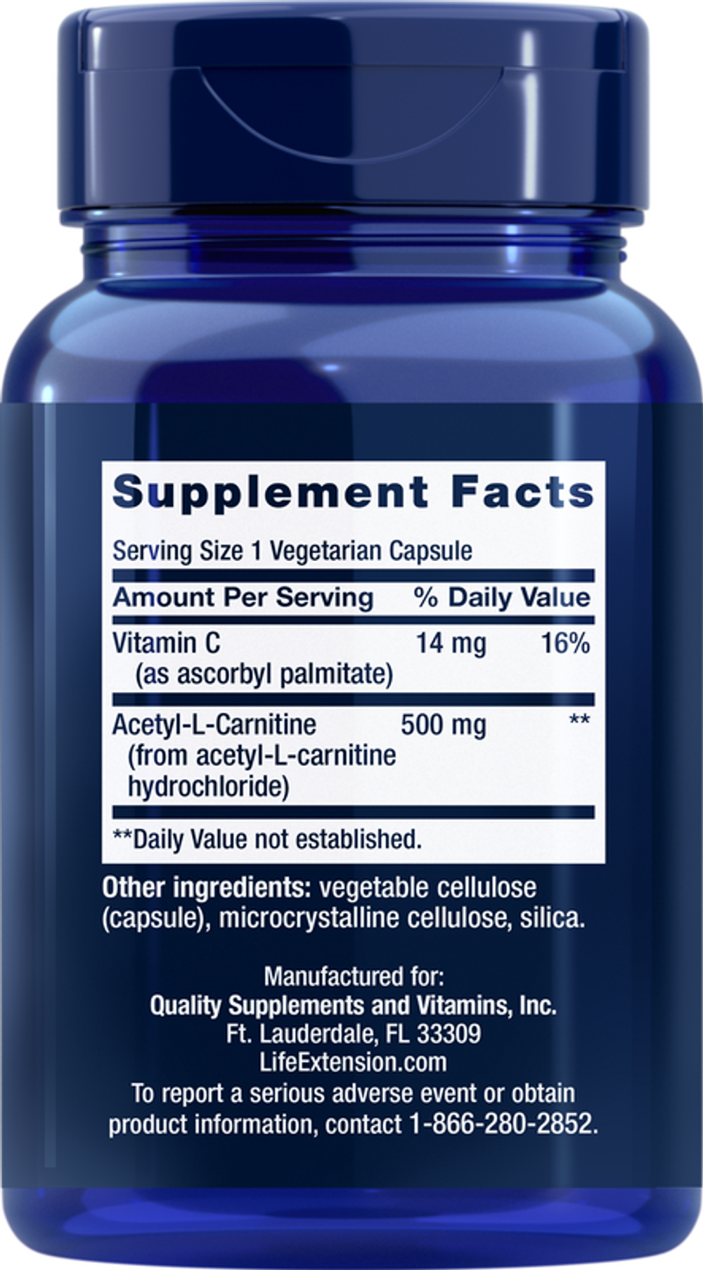 Acetyl-L-Carnitine 500 мг 100 капсул Life Extension