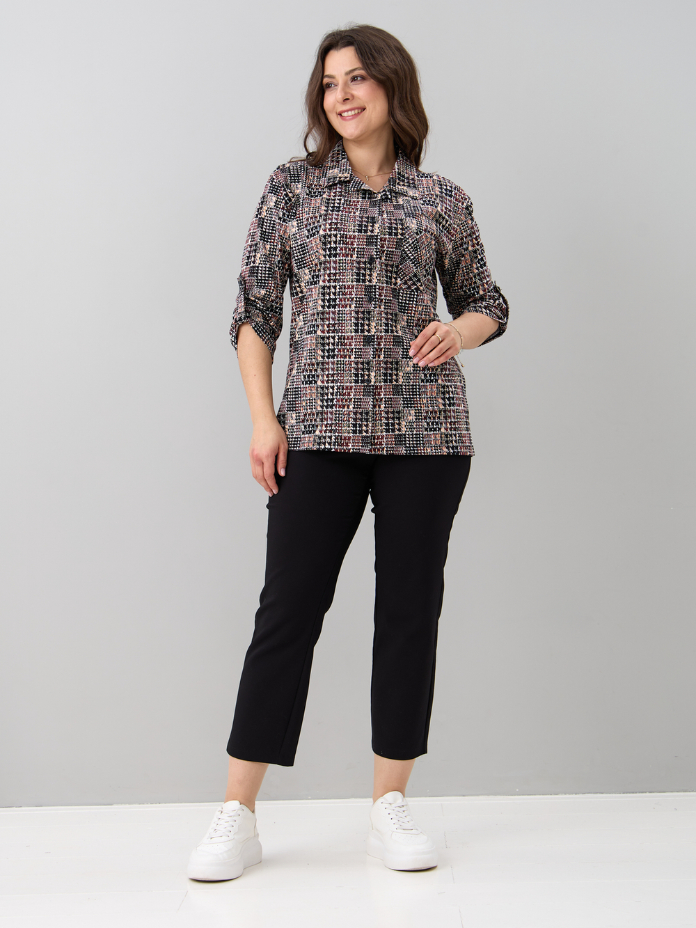 Рубашка Р-001/пьедепуль-черныйтерракот