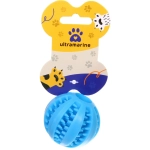 Игрушка - мячик для собак средних и крупных пород «ЗУБОЧИСТКА», цвет голубой, d-5см (лейбл)✦