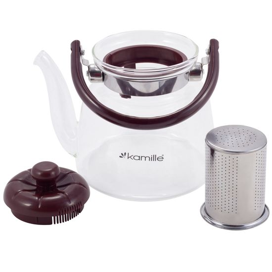 Заварочный чайник 1800 мл. Kamille KM-1613 (стекло, нержавеющая сталь, пластик)