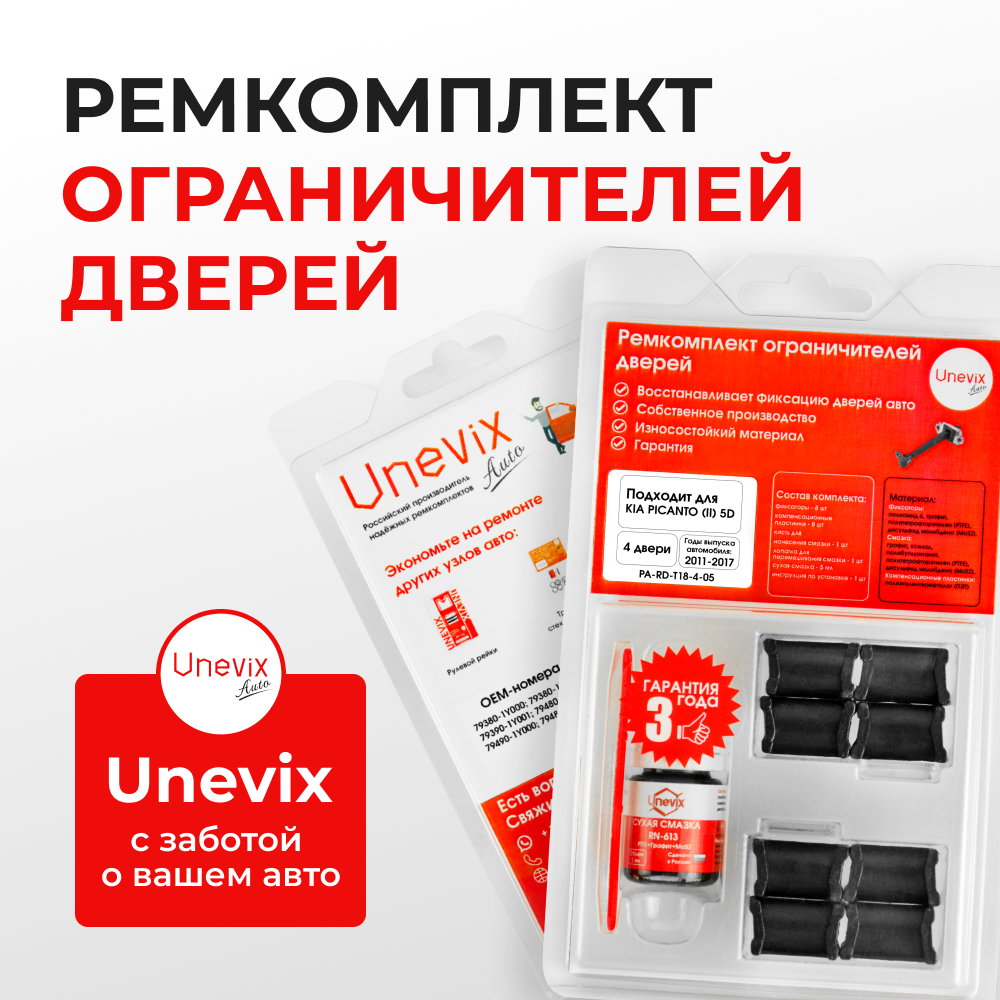 Ремкомплект ограничителей дверей KIA PICANTO (II) 5D TA (4 двери, тип 18) 2011-2017
