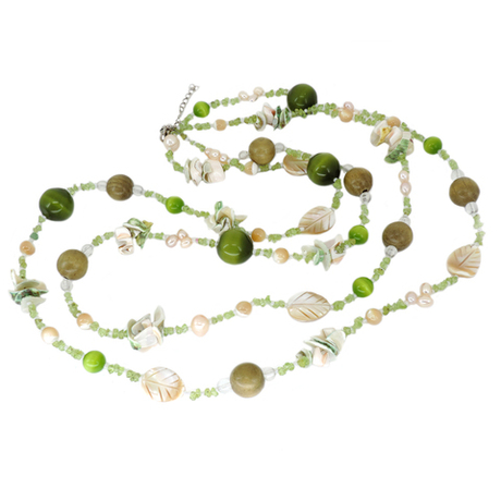 Бусы микс "Май" перламутр, кошачий глаз